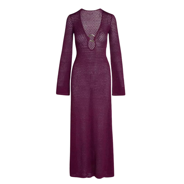 Sophia - Langes Häkel-Strandkleid mit Cut-Out