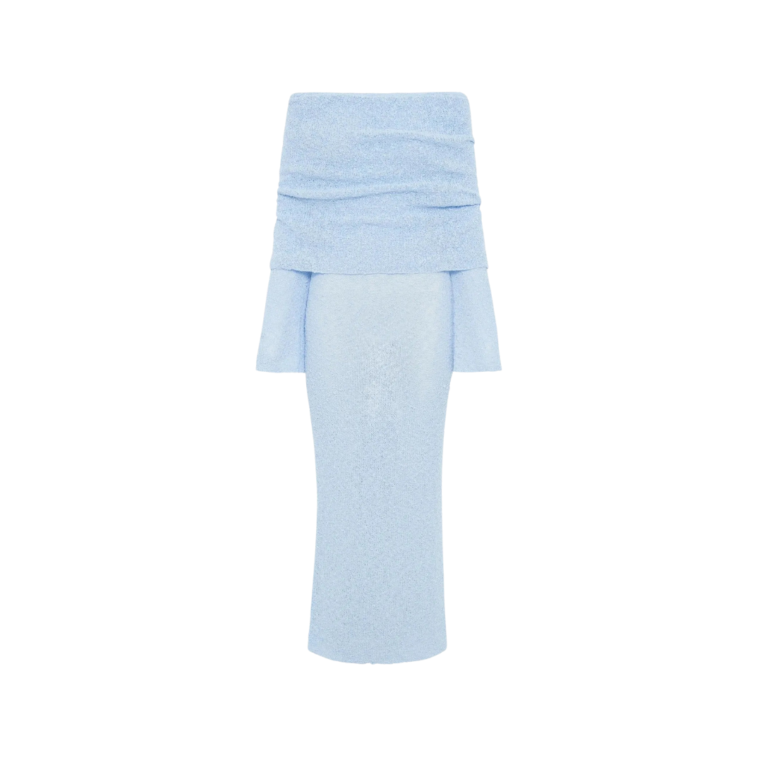 Kim - Schulterfreies Maxi-Strickkleid